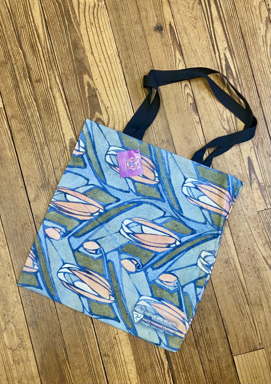 Archibald Knox Pink Buds and Leaves Design Tote Bag
