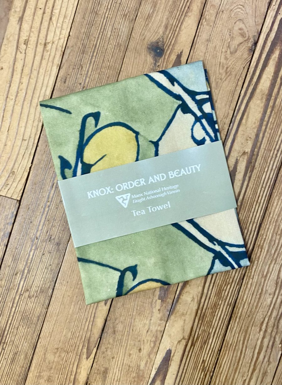 Archibald Knox Green Buds and Leaves Design Tea Towel