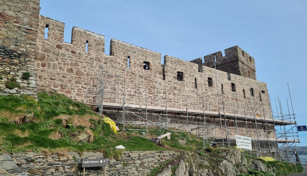 Colour photograph of the newly conserved Causeway Wall, February 2026.