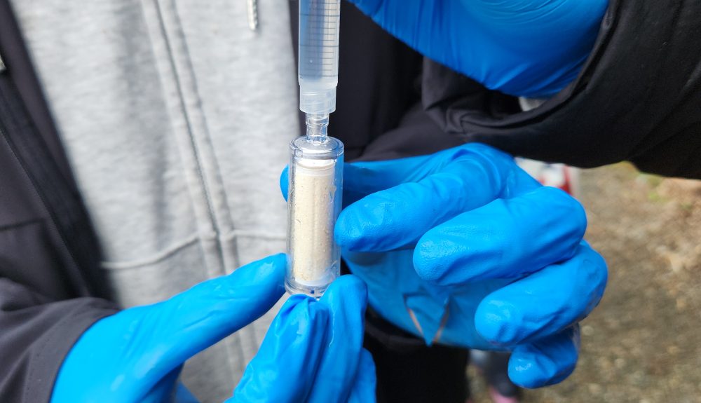Collecting a water sample